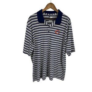 NFL Team Apparel Chicago Bears Mens Polo Logo Blue White Stripe Size 2XL